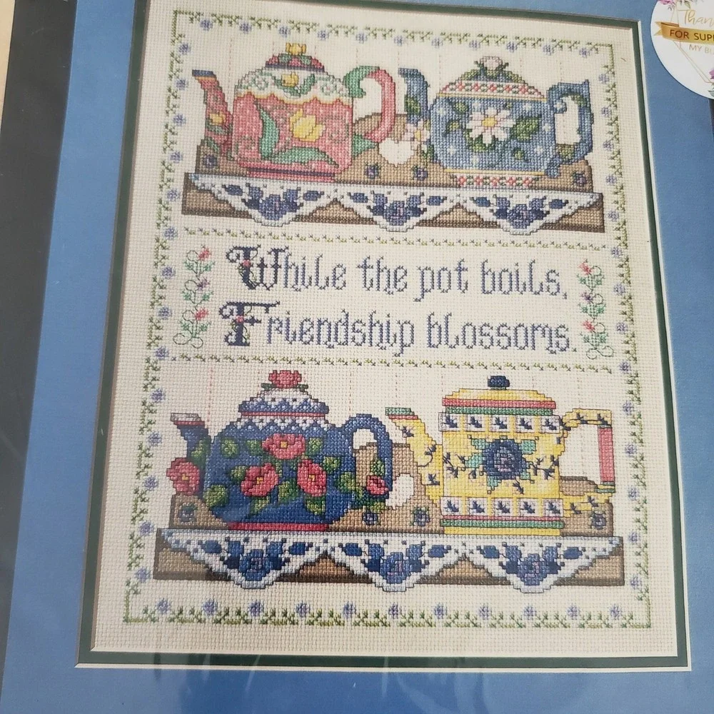 Bucilla Collectable Teapots Counted Cross Stitch Kit 1994 Joan Elliott 11x14